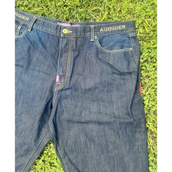 Christian Audigier Ed Hardy Shorts Mens 44 Blue Denim Embroidered Skull Rose - Picture 10 of 16